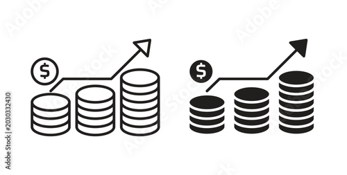 Earning icon linear pictogram. Editable Stroke. Isolated Vector Illustration.