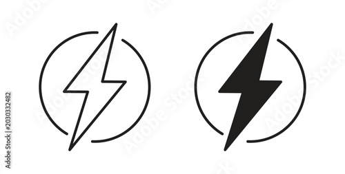 Energy Icon linear pictogram. Editable Stroke. Isolated Vector Illustration.