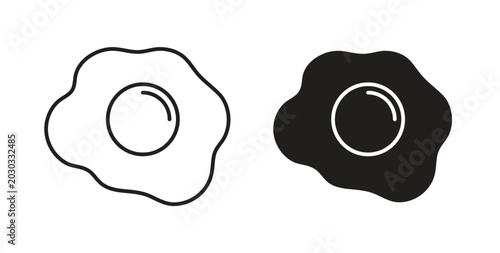 Egg fried icon linear pictogram. Editable Stroke. Isolated Vector Illustration.