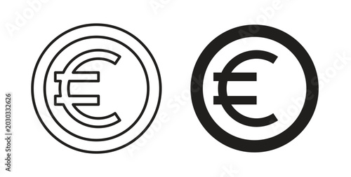 Euro icon linear pictogram. Editable Stroke. Isolated Vector Illustration.