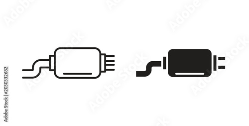 Exhaust pipe icon linear pictogram. Editable Stroke. Isolated Vector Illustration.