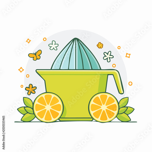 Citrus Juicer with Oranges and Butterflies