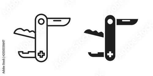 Slika na platnu Swiss Knife icon in black and white. clipart and line style icons