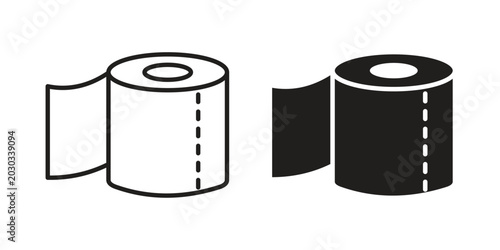 Toilet Paper icon in black and white. clipart and line style icons