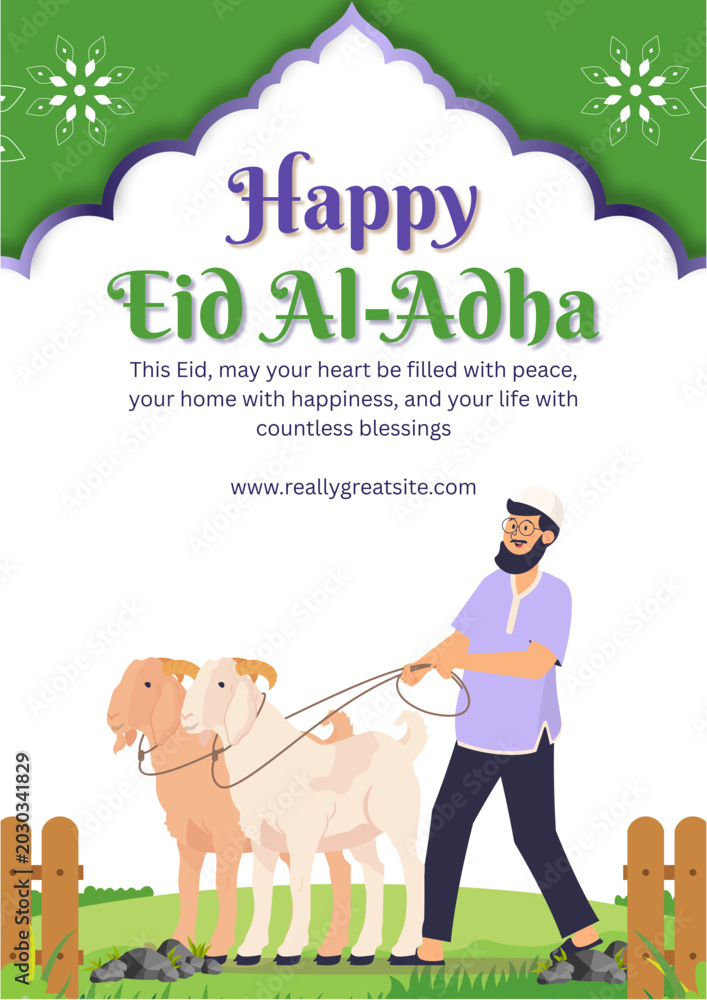 Fototapeta premium Eid al‑Adha Goat Festive Greeting Card