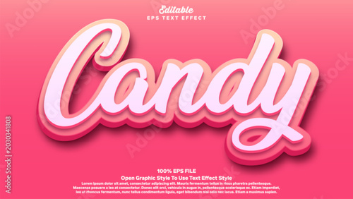Candy Text Effect, 3D Bold Editable Text Effect Mockup