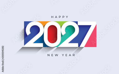 Bild auf Leinwand 2027 happy new year celebration, Typography text 2027 font, text lettering 2027,
