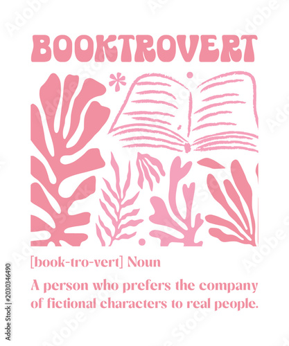 Booktrovert definition retro boho typography abstract art
