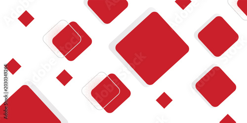 Bild auf Leinwand White background with abstract red grey square decoration