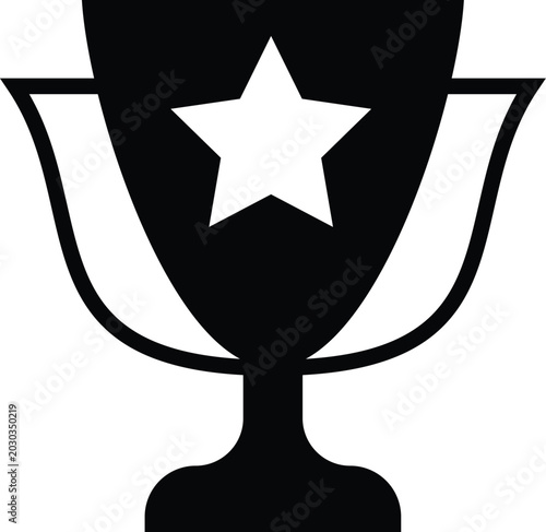 Winning cup vector icon design black and white.