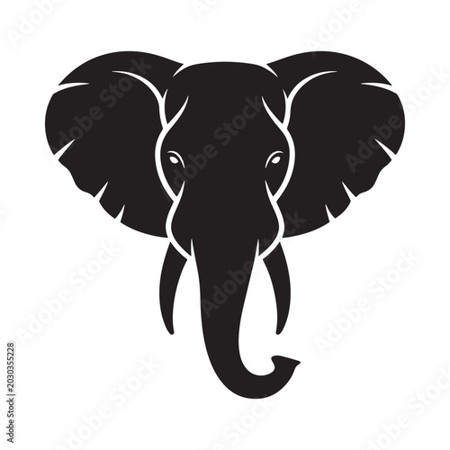 elephant head silhouette minimalist black and white graphic