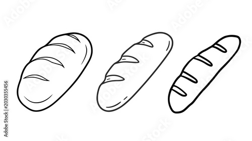 Foto Three loaves of bread black and white outline drawing baked goods staple food wh