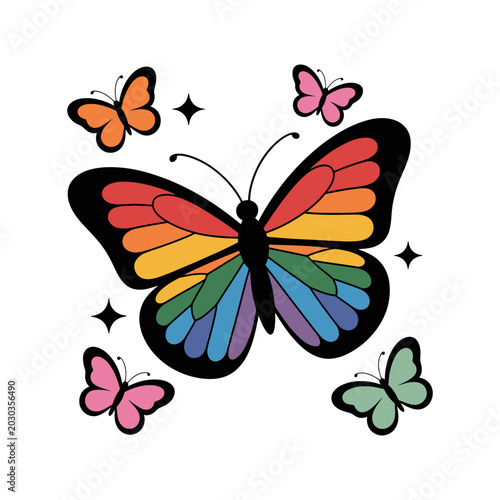 Rainbow Butterfly Cute Colorful Illustration Design