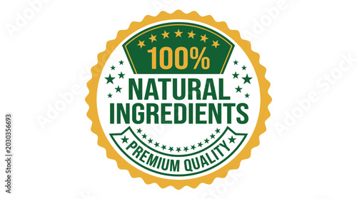 Fotografie Guaranteed 100% natural ingredients and premium quality assurance badge for heal