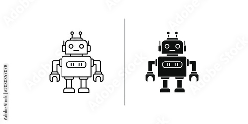 Bild auf Leinwand Black and white robot split by vertical line illustration