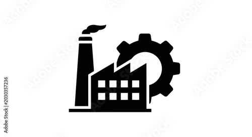 Schilderij op canvas Industrial factory with smokestack and gear.