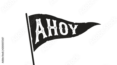 Tableau sur toile Retro Ahoy Flag Nautical Graphic with Vintage Design and Salty Sea Vibe