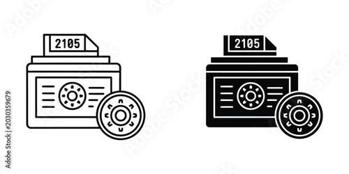 Foto Two identical fax machine icons with paper and dial symbols