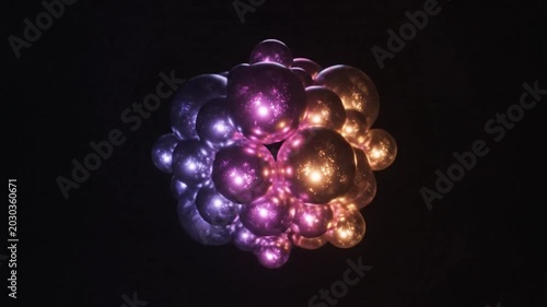 Multiple glowing cosmic spheres floating in dark abstract space