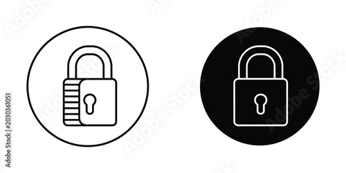 Fotografija Locked padlock icon with contrasting background styles