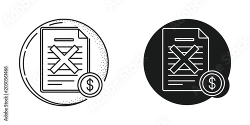 Canvastavla Crossed out document icon with dollar sign badges