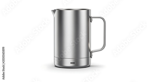 Stainless steel electric kettle with handle isolated on white backgrou