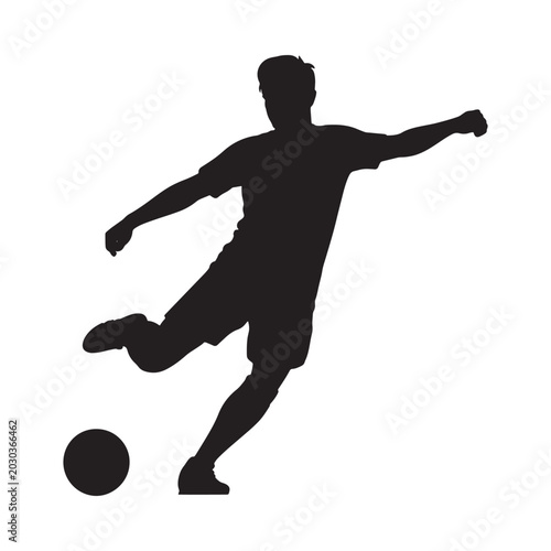 soccer player silhouette illustration with ball on white background