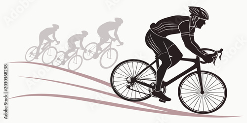 Photos Professional road bike racer leading a group of cyclists with competition traini
