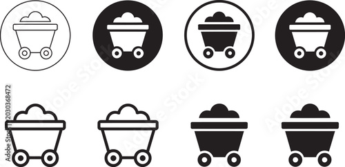 Photos Mining Cart Outline Vector Icon Featuring Industrial Railway Wagon for Mineral a