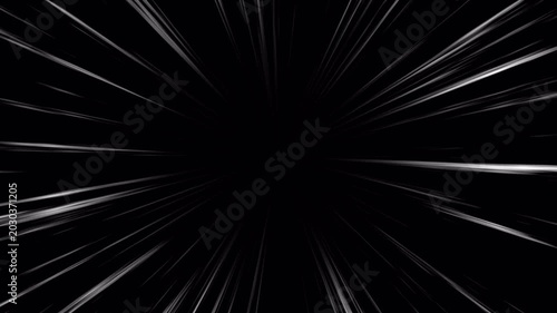 Anime speed lines motion graphic white radial zoom streaks on black background manga style action background seamless loop 4k video animation seamless loop