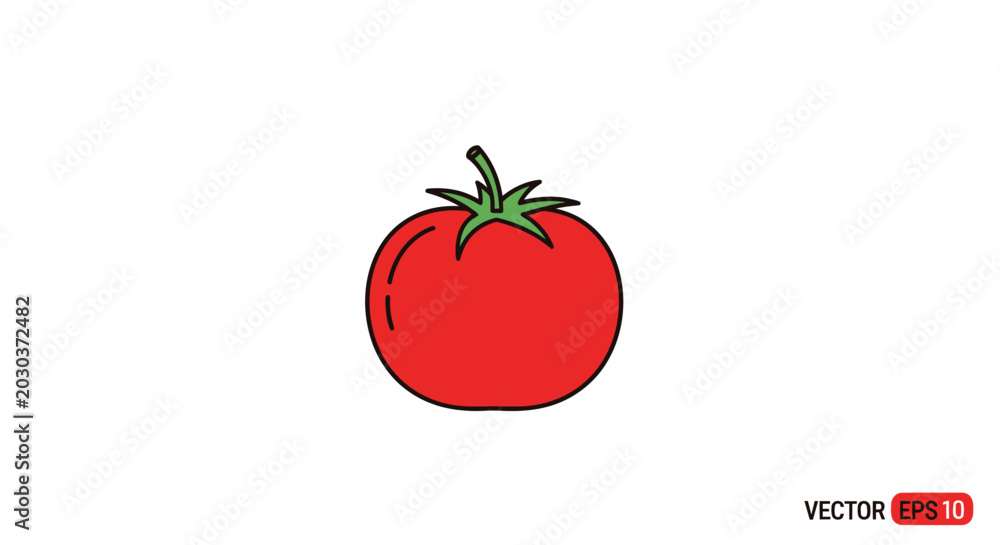 Obraz premium Single Red Tomato Icon, Simple Flat Design, Isolated on White Background, Vector Art