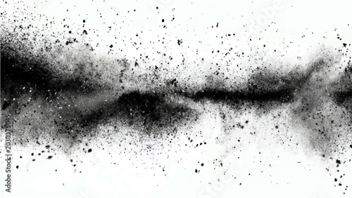 Obraz na płótnie Explosive cloud of black powder or charcoal dust dramatically erupting and dispe