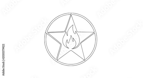 Foto Pentagram with flame symbol icon.