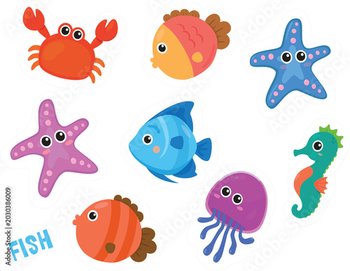 cartoon sea animal sticker