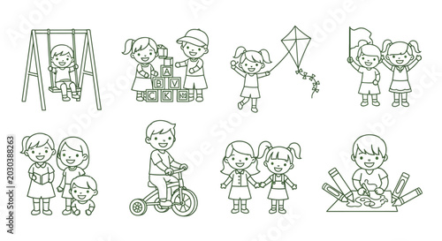 Cuadro en lienzo Children playing together outside happily.