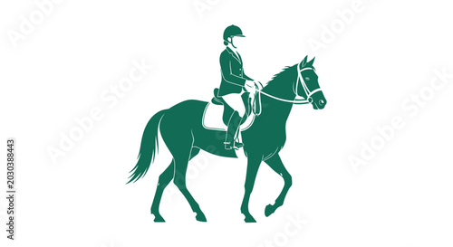 Fotografie Equestrian Riding Horse Silhouette Illustration.