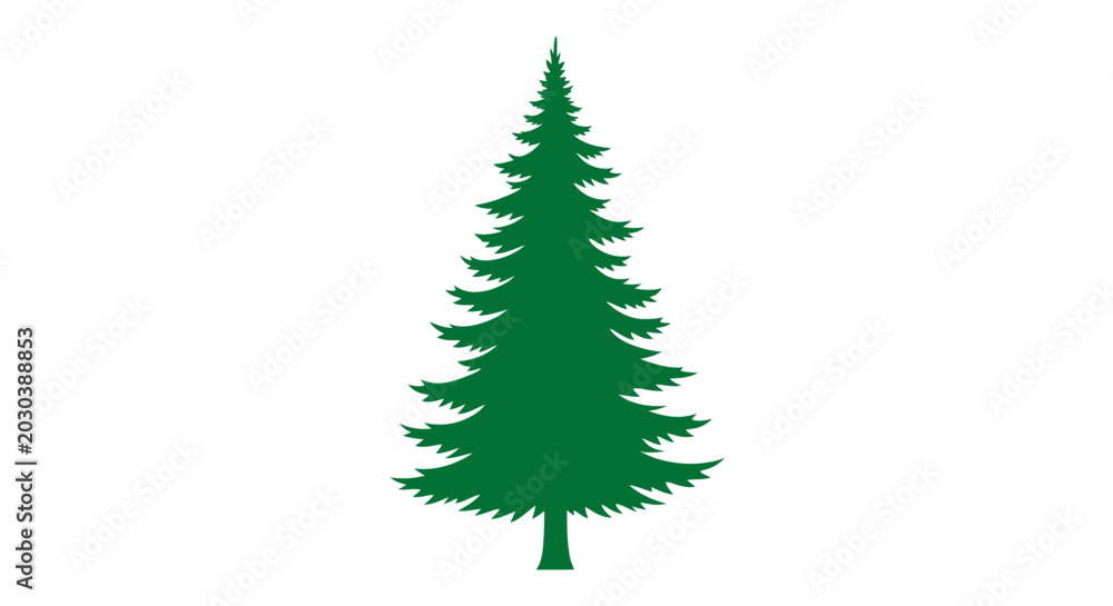 Fototapeta premium Green Pine Tree Silhouette Illustration.