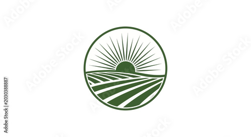 Bild auf Leinwand Green Sun Logo Farm Landscape.