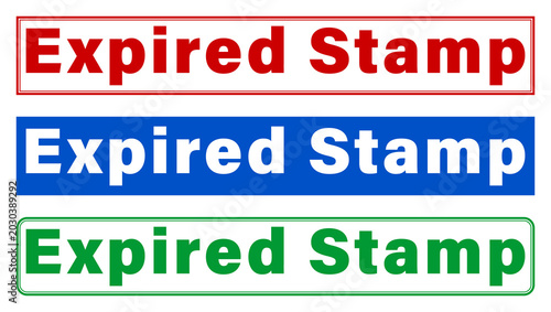 Cuadro en lienzo Three expired stamp labels with different colored backgrounds
