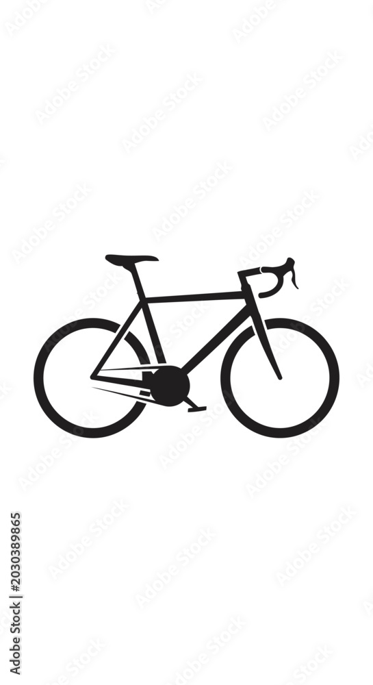 Fototapeta premium Minimalist Black Bicycle Silhouette on White Background