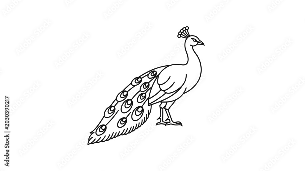 Fototapeta premium Peacock Illustration Line Art Design.