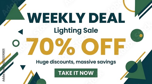 Colorful weekly deal lighting sale advertisement banner.