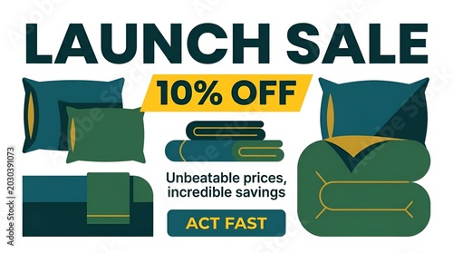 Colorful Bedding Set Launch Sale Advertisement Display.