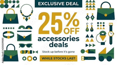 Exclusive Sale Advertisement for Fashion Accessories Flat Design.