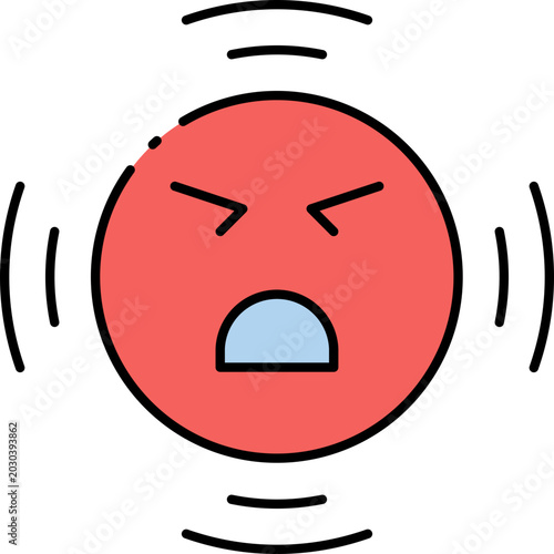 Картината върху платно Vibrant vector illustration of a cartoonish red face vehemently screaming or yel