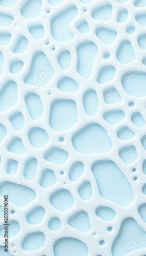 Abstract White Organic Mesh Pattern on Light Blue Background with Soft Shadows