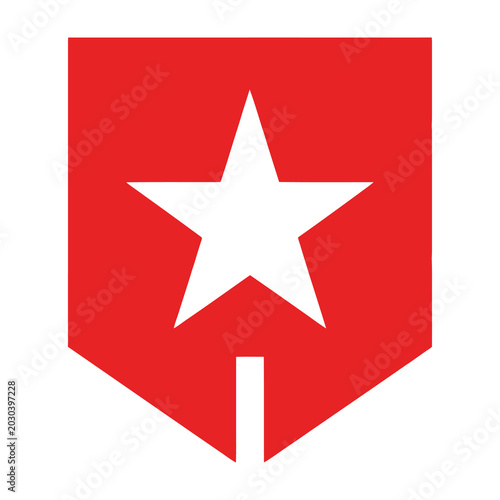 Schilderij op canvas Red shield with white star symbol logo emblem