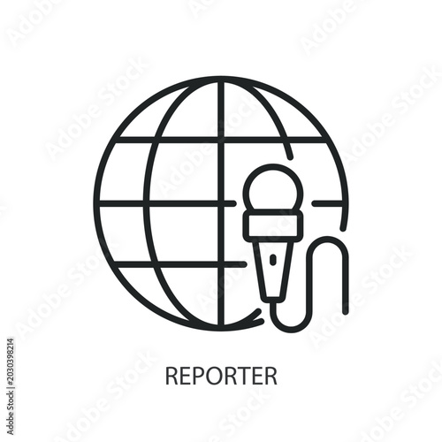 Cuadro en lienzo Reporter thin line vector icons