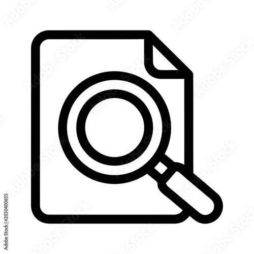Принти на полотні Black Outline Simple Magnifying Glass Over Document Icon Symbol