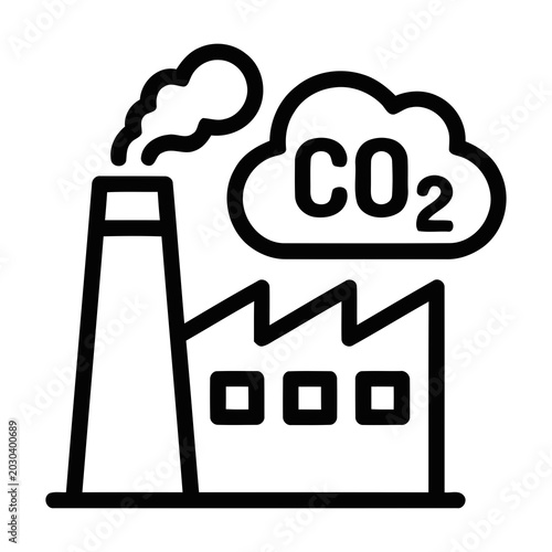 Industrial Factory Chimney Emitting CO2 Gas Cloud Environmental Pollution Icon
